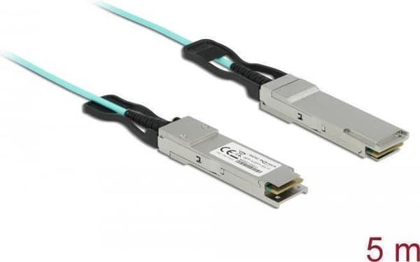 Delock - Ethernet 40GBase-AOC-kabel - QSFP+ (M) til QSFP+ (M) - 5,0 m - 3 mm - SFF-8436 - Aktivt optisk kabel (AOC) - Aquamarine (84048)