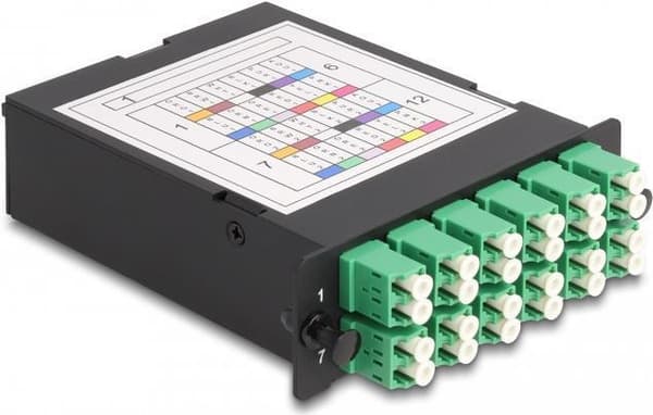 Delock LWL HD (højdensitet) kassette MPO-stik til 12 x LC duplex-stik, 24 fibre, single mode, polaritet A, 9/125 µm (66937)