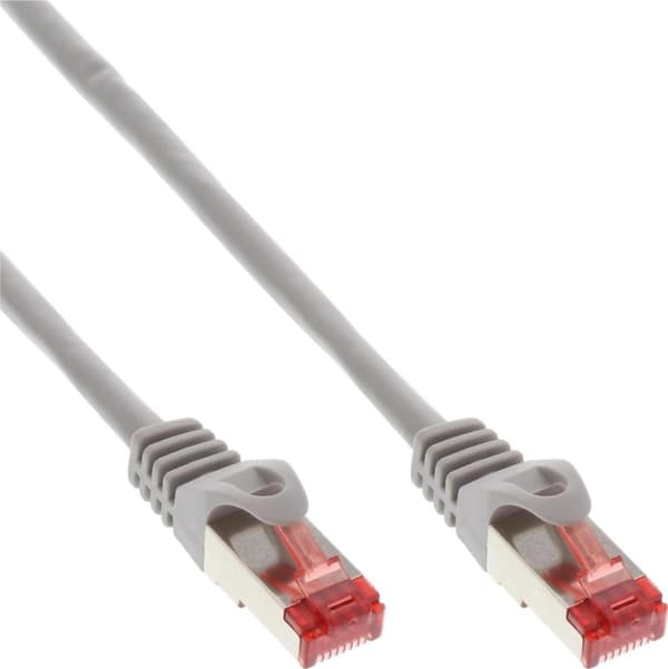 InLine - Patch-ledning - RJ-45 (M) til RJ-45 (M) - 25 cm - SFTP, PiMF - CAT 6 - Halogenfri, støbt, krogløs, robust - Grå (pakke med 200) (B-76922)