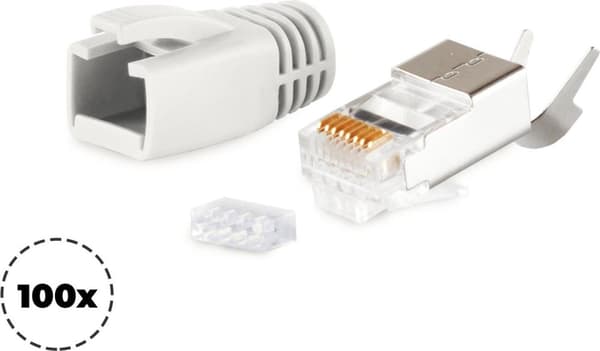 S/CONN maksimale tilslutningsmuligheder netværksmodulært stik RJ45 SET til installationskabler op til AWG 23, stik med trækaflastning, indføringshjælp