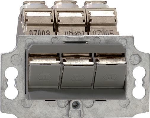 Rutenbeck UM-Cat.6A iso-MD 3 Up 0 - Netværksstikmekanisme - RJ 45 - med lås - vinklet - 3 netværksstik - Musegrå, højglans, RAL 7005 (139104100)