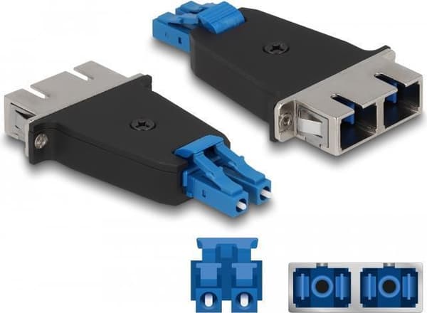 Delock Fiberoptisk hybridkoppling LC duplexkontakt till SC duplexuttag blå (87947)