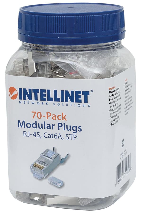 Intellinet Pro Line -moduuliliittimet - Verkkoliitin - RJ-45 (M) - STP - CAT 6a (70 kappaleen pakkaus) (790505)