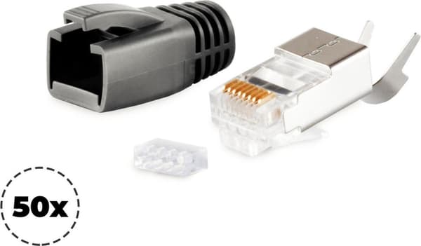 S/CONN maksimale tilslutningsmuligheder netværksmodulært stik RJ45 SET til installationskabler op til AWG 23, stik med trækaflastning, indføringshjælp