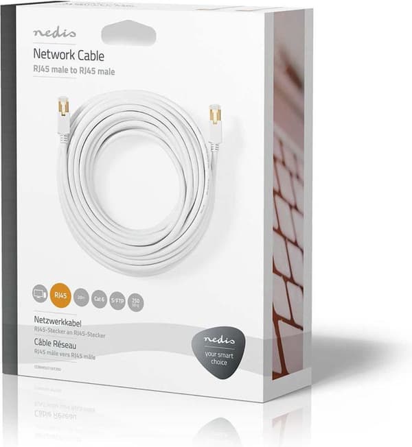 Nedis CAT6-kabel | RJ45 hane | RJ45 hane | S/FTP | 20,0 m | Runda | LSZH / PVC | Vit | fönsterlåda