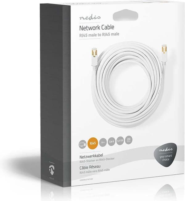 Nedis CAT6-kabel | RJ45 hane | RJ45 hane | S/FTP | 20,0 m | Runda | LSZH / PVC | Vit | fönsterlåda