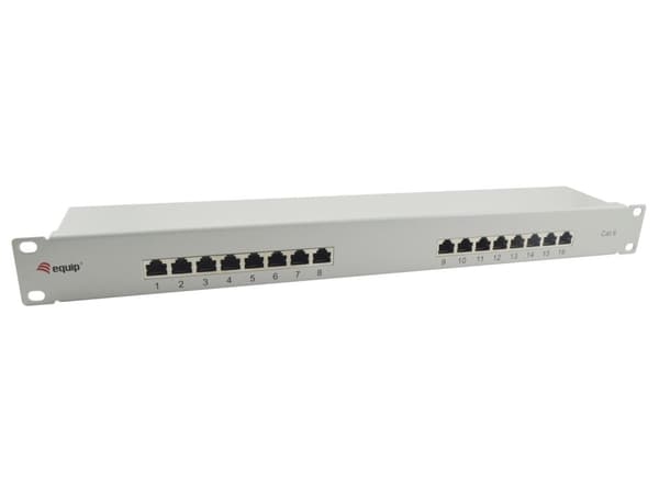 Udstyr 326317 16-PORTS CAT.6 SKÆRMET LAPPEPANEL, LYSGÅ Grå