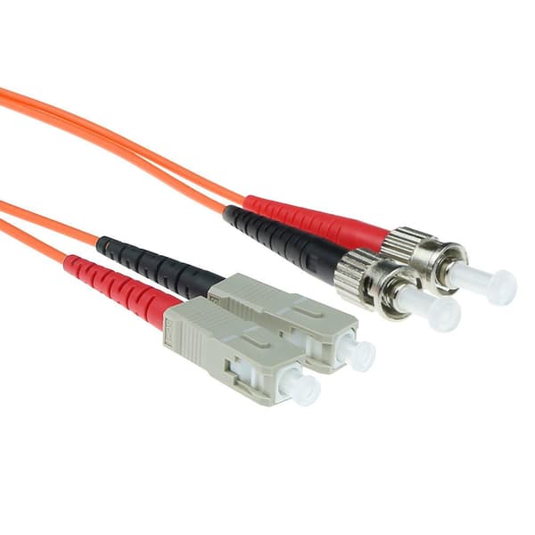 ACT 15 meter LSZH Multimode 62,5/125 OM1 fiber patch kabel duplex med ST og SC stik. St-sc 62,5/125 om1 dup 15,00m (RL2015)