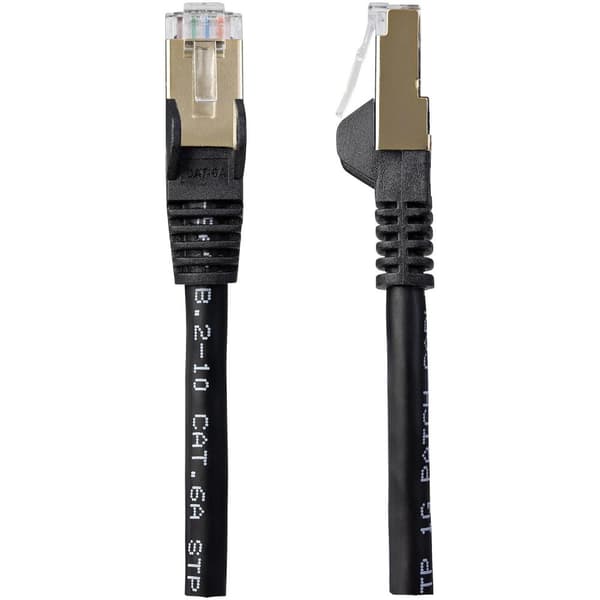 StarTech.com 6ASPAT10MBK Patch-ledning CAT6a (10m sort RJ45 Snagless-stik CAT6a STP-kabel Kobbertråd netværkskabel)