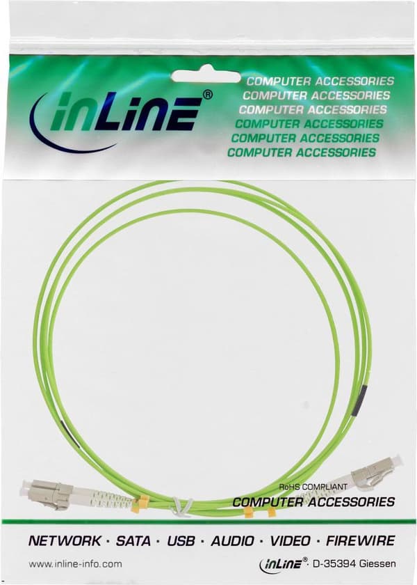 InLine - patchkabel - LC Multi-Mode (M) til LC Multi-Mode (M) - 10,0m - fiberoptisk - 50/125 mikron - OM5 - halogenfri - grøn (88549Q)
