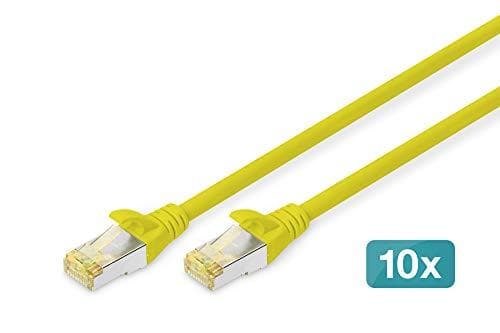 DIGITUS - Patchkabel - RJ-45 (M) till RJ-45 (M) - 2 m - S/FTP - CAT 6a - halogenfri, gjuten, utan krok - Gul (pack om 10)