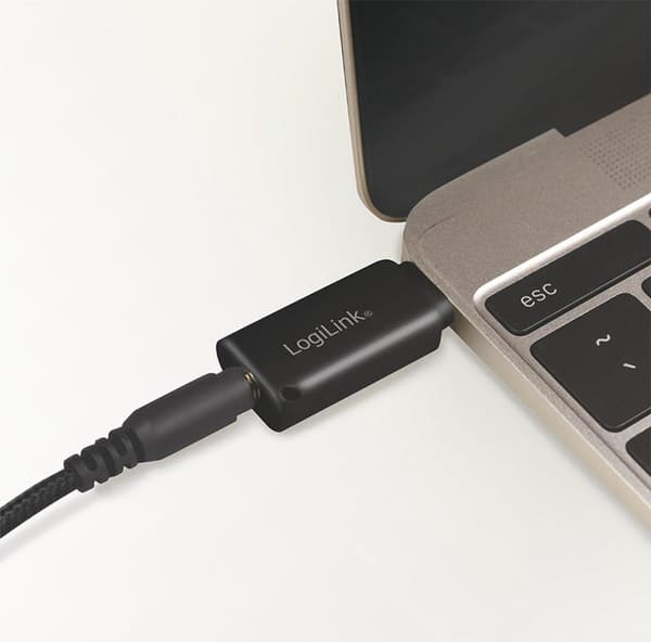 LogiLink UA0356 Kabelafstandsholder USB-C 3,5 mm Sort