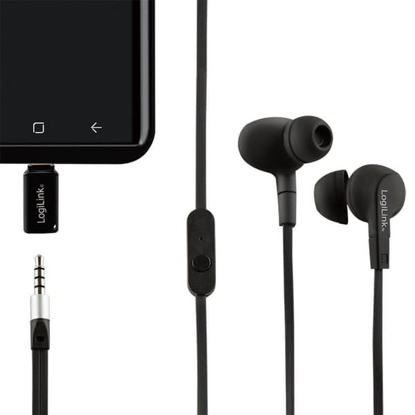 LogiLink UA0356 Kabelafstandsholder USB-C 3,5 mm Sort