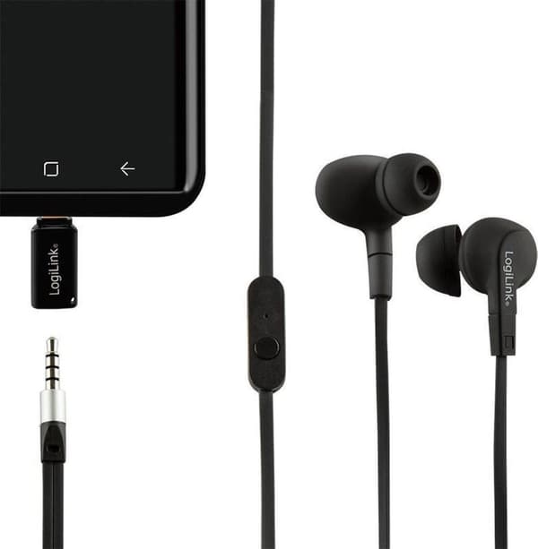 LogiLink UA0356 Kabelafstandsholder USB-C 3,5 mm Sort