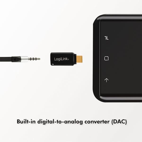 LogiLink UA0356 Kabelafstandsholder USB-C 3,5 mm Sort