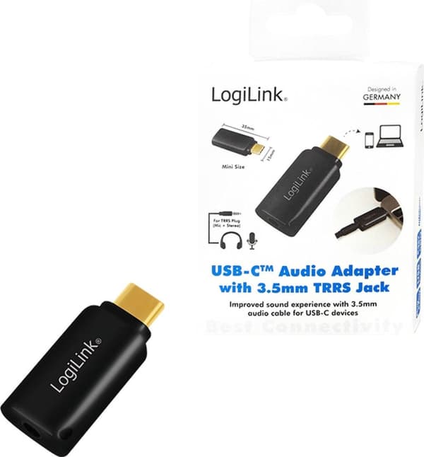 LogiLink UA0356 Kabelafstandsholder USB-C 3,5 mm Sort