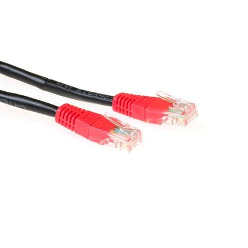 Avanceret kabelteknologi CAT5E UTP crossover patchkabel sort med røde stikCAT5E UTP crossover patchkabel sort med røde stik