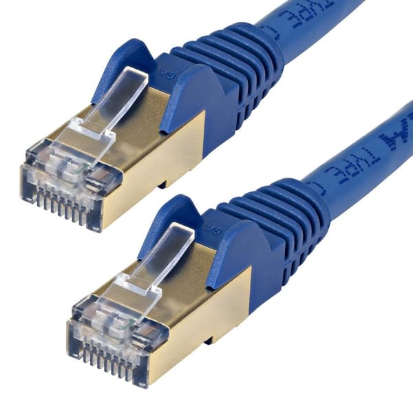 StarTech.com 6ASPAT5MBL Patch-ledning CAT6a (5m, blå, RJ45 Snagless-stik, CAT6a STP-kabel, kobbertråd, netværkskabel) - Patch-ledninger - RJ-45 (M) ti