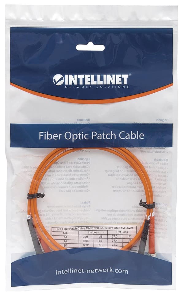 Intellinet kuituoptinen patch-kaapeli 50µ patch-kaapeli duplex ST/liitin - ST/liitin 3,0 m