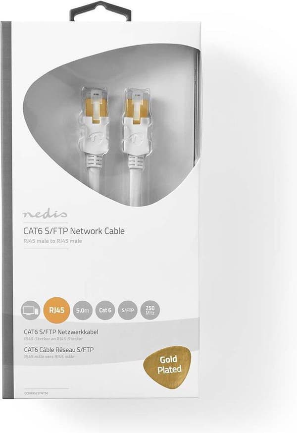 Nedis CAT6 Kaapeli | RJ45 Uros | RJ45 Uros | S/FTP | 5,00 m | Pyöreä | LSZH / PVC | Valkoinen | ikkuna laatikko