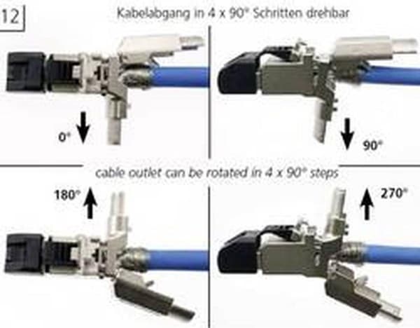 Telegärtner MFP8-4x90 PROFINET RJ45 stik, vinklet, felttilpasset J00026A4002 stik, lige 1 stk.