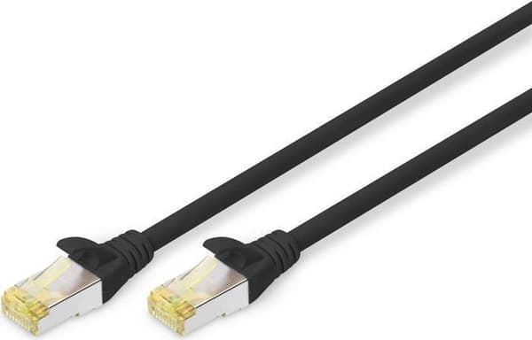 DIGITUS - Patchkabel - RJ-45 (M) till RJ-45 (M) - 1 m - SFTP - CAT 6a - halogenfri, gjuten, utan krok - svart (pack om 10)