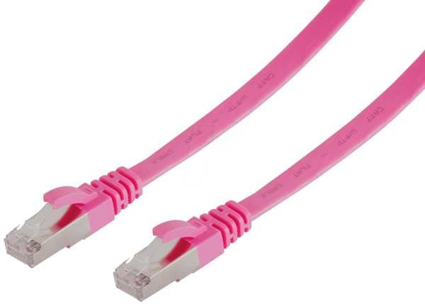 shiverpeaks RJ45 patchkabel fladt U/FTPCat.7 råkabel magenta 15,0m (BS75525-SLM)