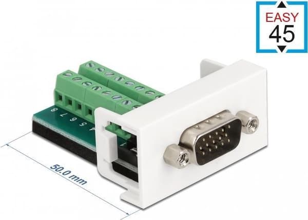 Delock Easy 45 - Modulær frontplade Snap-In - VGA - hvid, RAL 9003