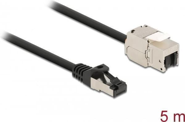 Delock - Verkkojatkokaapeli - RJ-45 (M) - RJ-45 (W) Keystone - 5,0 m - S/FTP - CAT 6a - musta (87030)