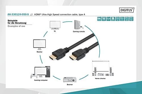 Digitus ASSMANN - Ultra High Speed HDMI Ethernet-kaapelilla - HDMI (M) - HDMI (M) - 5 m - Kolminkertainen eristys - Musta - 8K-tuki, Dolby DTS-HD Mast