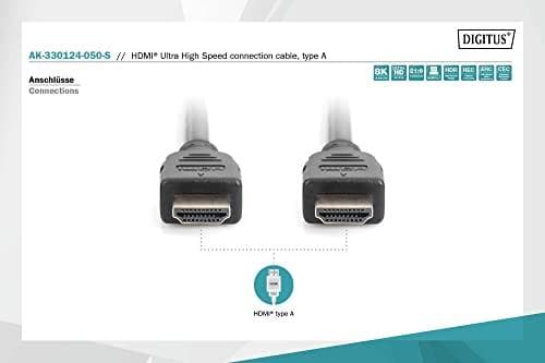 Digitus ASSMANN - Ultra High Speed HDMI Ethernet-kaapelilla - HDMI (M) - HDMI (M) - 5 m - Kolminkertainen eristys - Musta - 8K-tuki, Dolby DTS-HD Mast