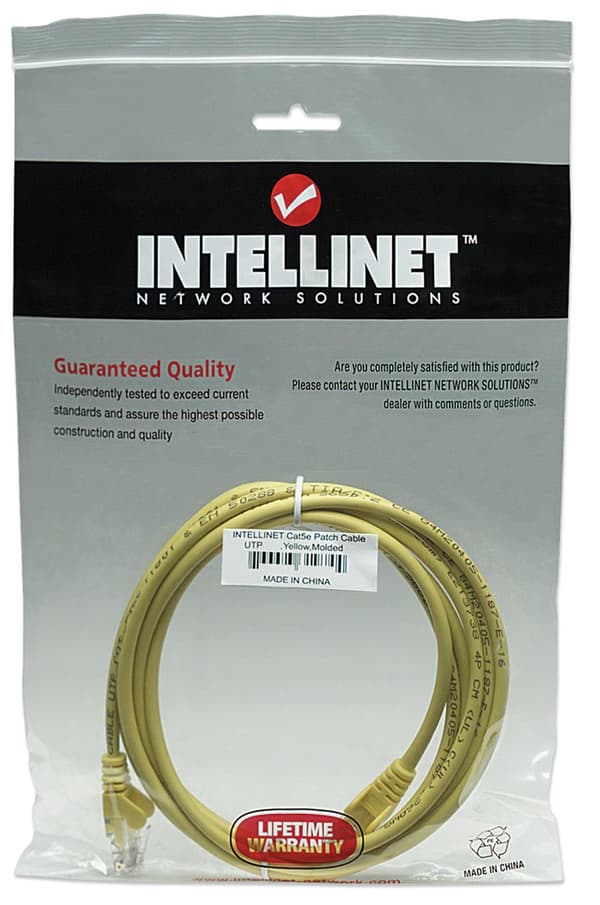 Intellinet - Patchkabel - RJ-45 (M) till RJ-45 (M) - 15m - UTP - CAT 5e - gjuten, ingen krok - Gul