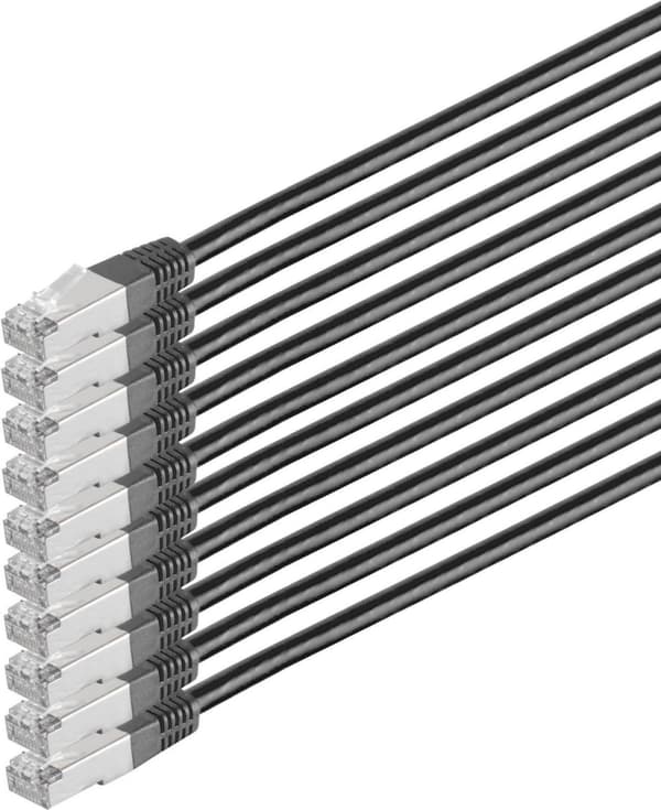 S/CONN maksimale tilslutningsmuligheder netværkskabel patch-kabel, kat 6, S/FTP, PIMF, halogenfri, VE10, sort, 0,25 m (75711-H0.25S-SET10)