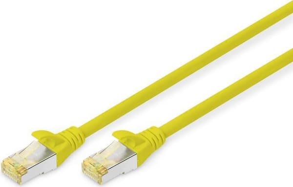 DIGITUS - Patch -kaapeli - RJ-45 (M) - RJ-45 (M) - 1 m - S/FTP - CAT 6a - halogeeniton, muotoiltu, ilman koukkua - Keltainen (10 kpl pakkaus)