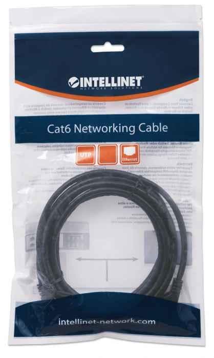 Intellinet - Patch-kabel - RJ-45 (M) - RJ-45 (M) - 7,5 m - UTP - CAT 6 - presset, glat - Sort (342094)