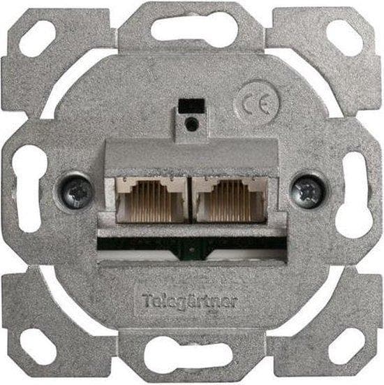 Telegärtner AMJ45 8/8 UP/0 - Forgreningsdåse, planmonteret - RJ-45 X 2 (J00020A0388) Sølv