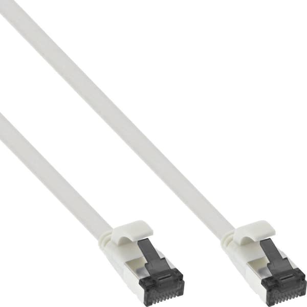 InLine - Patch-kabel - RJ-45 (M) till RJ-45 (M) - 7,5 m - 6,5 mm - U/FTP, PiMF - CAT 8.1 - halogenfri, gjuten, hakfri, tvinnad, platt - vit (75807W)