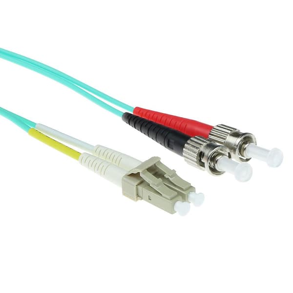 ACT 3 meter LSZH Multimode 50/125 OM3 fiberpatchkabel duplex med LC- och ST-kontakter. Lc-st 50/125 om3 duplex 3,00m (RL7603)