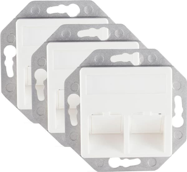 shiverpeaks ®-BASIC-S--Verkkoliitäntä Keystonelle, 2-kertainen, vain kalteva ulostulo, keskityslevyllä 50x50mm--VE3 (BS74282-50-3) Valkoinen