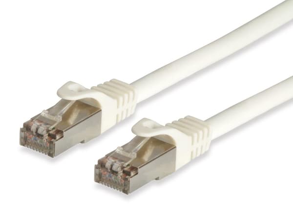 udstyr Pro - patchkabel - RJ-45 (M) til RJ-45 (M) - 7,5m - SFTP, PiMF -Cat.7 råkabel (kabel) / CAT 6a (stik) - halogenfri, formet, snoet - hvid (60571