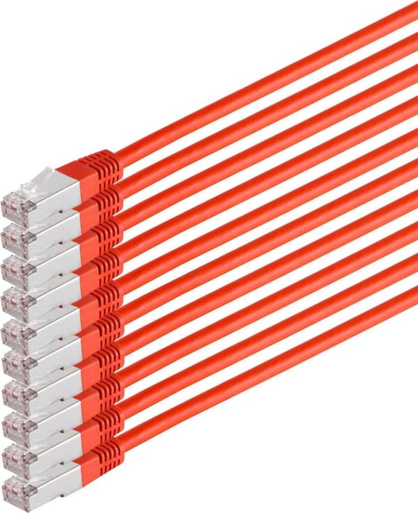 S/CONN maximal anslutning nätverkskabel patchkabel, cat 6, S/FTP, PIMF, halogenfri, VE10, röd, 0,5 m (75711-H0.5R-SET10)