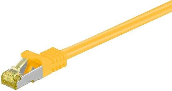 RJ45-patch-kaapeli Cat.7-raakakaapelilla ja snap-in-suojauksella (RNS®), S/FTP, PiMF, halogeeniton, 600MHz, OFC, keltainen, 10m, Good Connections® (80
