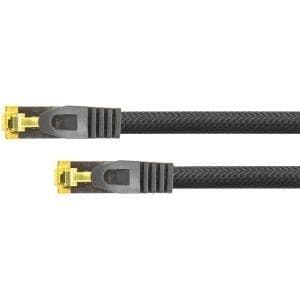 Python®-sarjan RJ45-patch-kaapeli Cat.7-raakakaapelilla, lukitussuojalla (RNS®) ja nailonpunos, S/FTP, PiMF, halogeeniton, 600MHz, OFC, musta, 5m (807