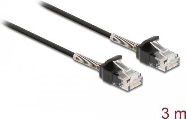 Delock - Netværkskabel - RJ-45 (M) til RJ-45 (M) - 3,0m - UTP - CAT 6a - formet, uden krog - sort (87020)