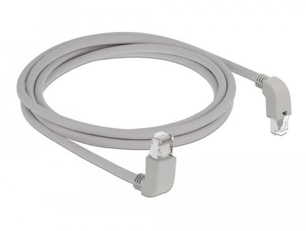 DeLOCK S/FTP CAT6a 10 Gigabit netværkskabel vinklet / vinklet / grå - LSZH - 2 meter