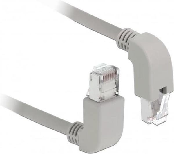 DeLOCK S/FTP CAT6a 10 Gigabit netværkskabel vinklet / vinklet / grå - LSZH - 2 meter