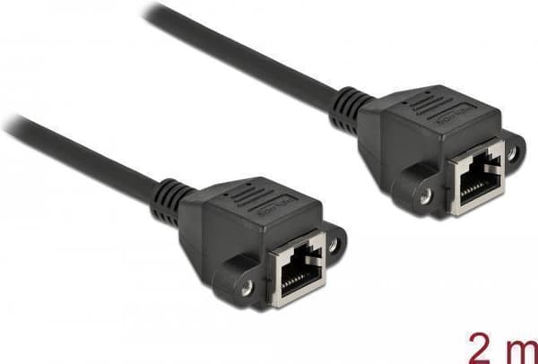 Delock netværksforlængerkabel S/FTP RJ45 jack/jack Cat6A 2 m sort