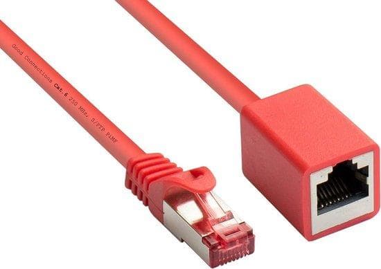 RNS® patchkabelforlænger med låsebeskyttelse, kat. 6, S/FTP, PiMF, PVC, 250MHz, OFC, CU, rød, 2m, Good Connections® (8063VR-020R)