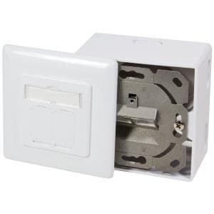 LogiLink Professional NP0126 CAT.6A universal tilslutningsstik (plan og overflademonteret) 2X RJ45 STP (fuldt afskærmet) med 45° udtag Metallic, Hvid