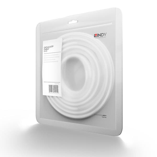 Lindy - Patchkabel - RJ-45 (M) - RJ-45 (M) - 10,0m - UTP - CAT 6 - pressad, tvinnad, slät - vit (48097)